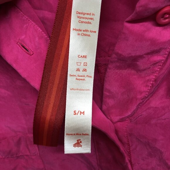 LEFT ON FRIDAY Short Sleeve Button Down Shirt Womens Size S/M 100% Silk Pink - Picture 7 of 11